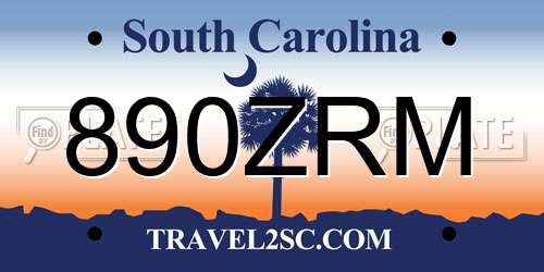 890ZRM South Carolina License Plate
