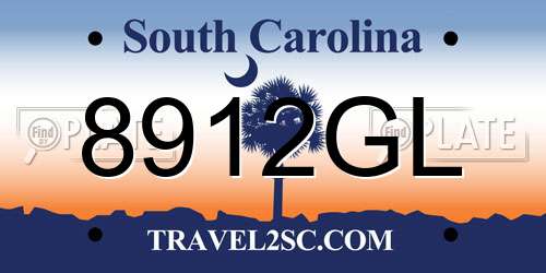 8912GL South Carolina License Plate