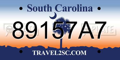 89157A7 South Carolina License Plate