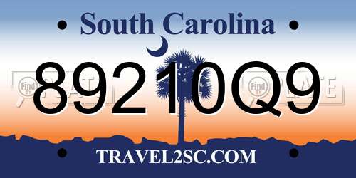 89210Q9 South Carolina License Plate