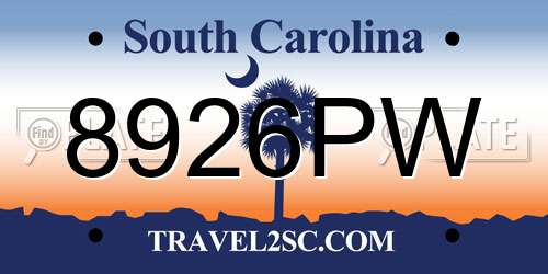 8926PW South Carolina License Plate