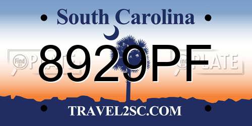 8929PF South Carolina License Plate
