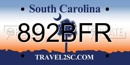 892BFR South Carolina License Plate