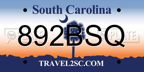 892BSQ South Carolina License Plate