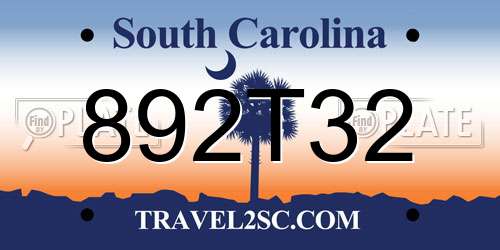 892T32 South Carolina License Plate