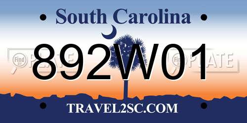 892W01 South Carolina License Plate