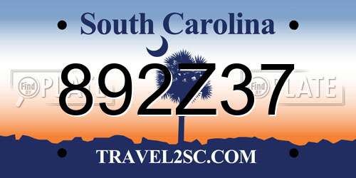 892Z37 South Carolina License Plate