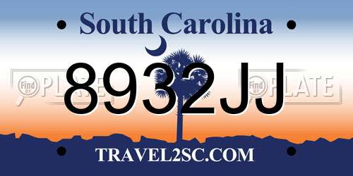 8932JJ South Carolina License Plate