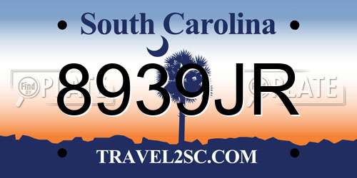8939JR South Carolina License Plate