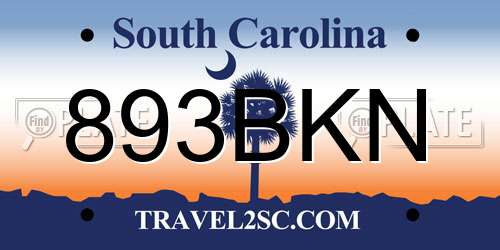 893BKN South Carolina License Plate