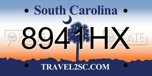 8941HX South Carolina License Plate