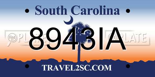 8943IA South Carolina License Plate