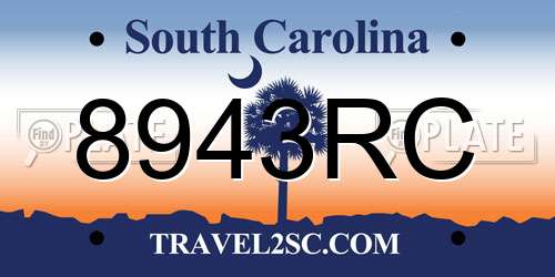 8943RC South Carolina License Plate