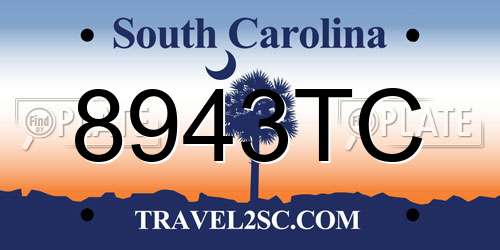 8943TC South Carolina License Plate