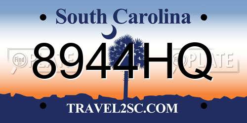 8944HQ South Carolina License Plate