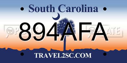 894AFA South Carolina License Plate
