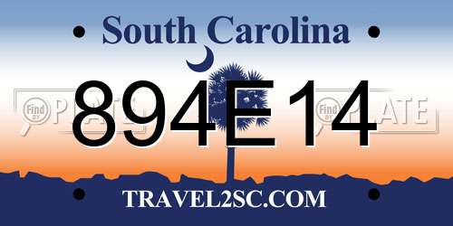 894E14 South Carolina License Plate