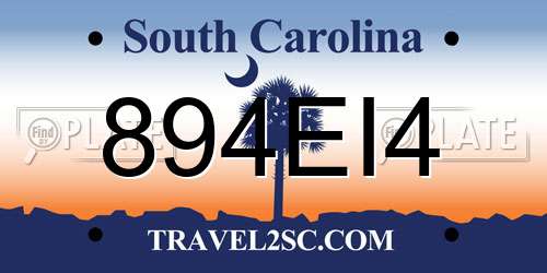 894EI4 South Carolina License Plate