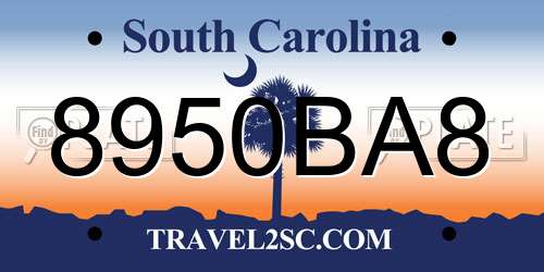 8950BA8 South Carolina License Plate