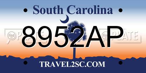 8952AP South Carolina License Plate