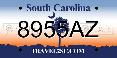 8955AZ South Carolina License Plate