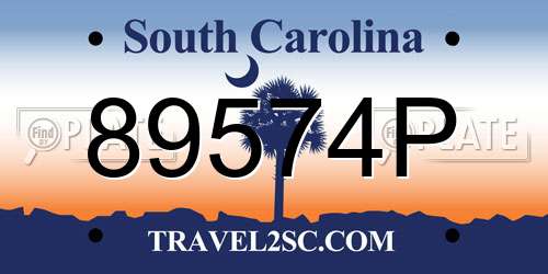 89574P South Carolina License Plate