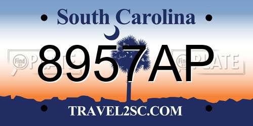8957AP South Carolina License Plate