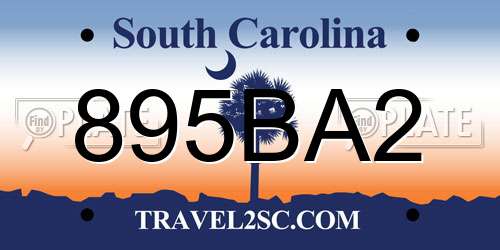 895BA2 South Carolina License Plate