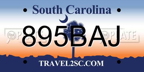 895BAJ South Carolina License Plate