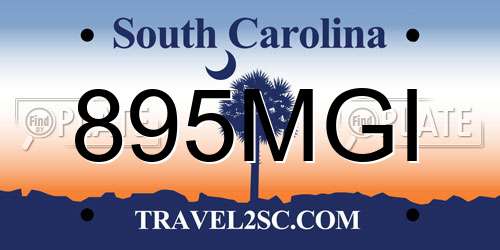 895MGI South Carolina License Plate