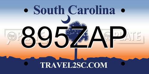 895ZAP South Carolina License Plate