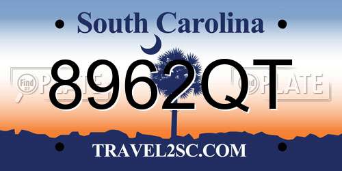 8962QT South Carolina License Plate