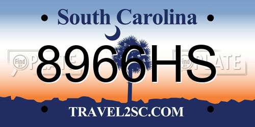 8966HS South Carolina License Plate