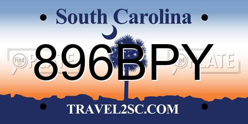 896BPY South Carolina License Plate