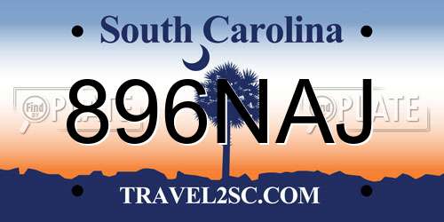 896NAJ South Carolina License Plate