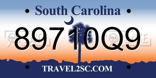 89710Q9 South Carolina License Plate