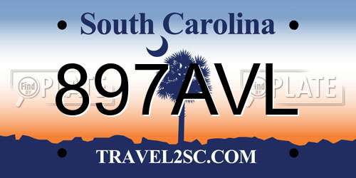 897AVL South Carolina License Plate