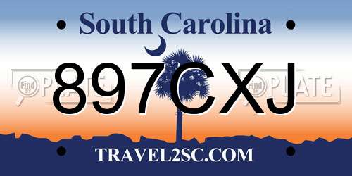 897CXJ South Carolina License Plate