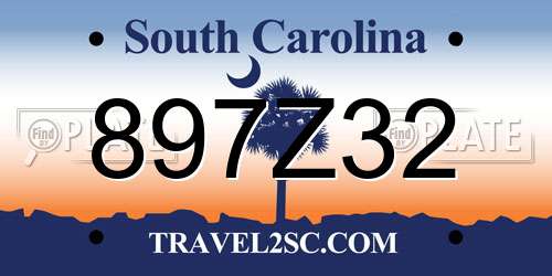 897Z32 South Carolina License Plate