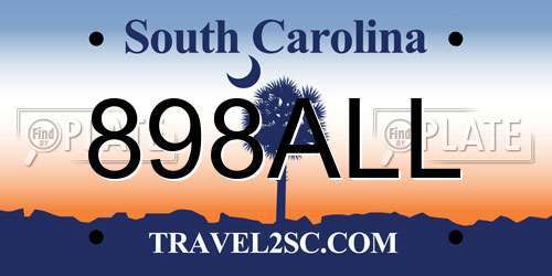 898ALL South Carolina License Plate
