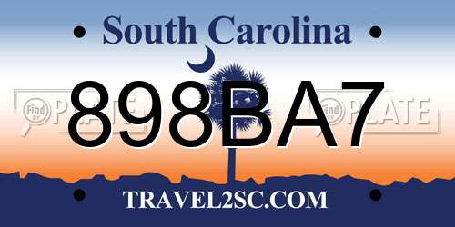 898BA7 South Carolina License Plate