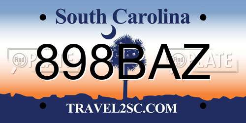 898BAZ South Carolina License Plate