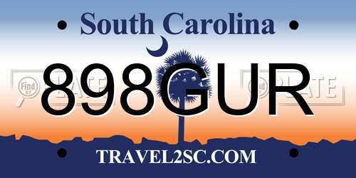 898GUR South Carolina License Plate