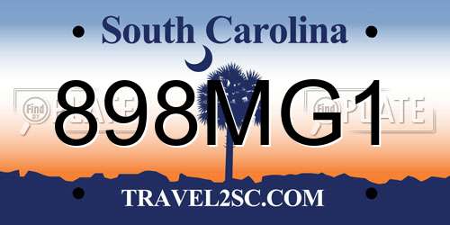 898MG1 South Carolina License Plate