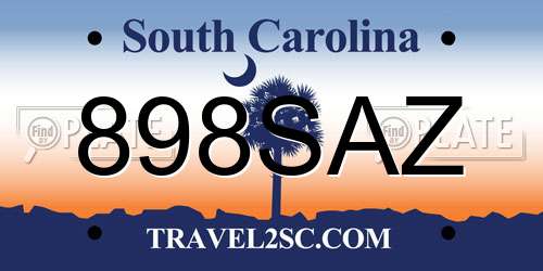 898SAZ South Carolina License Plate