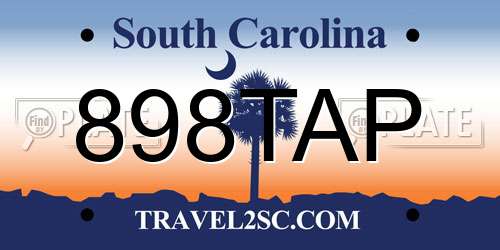898TAP South Carolina License Plate