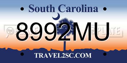 8992MU South Carolina License Plate