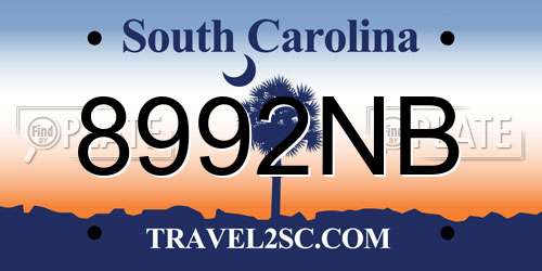 8992NB South Carolina License Plate