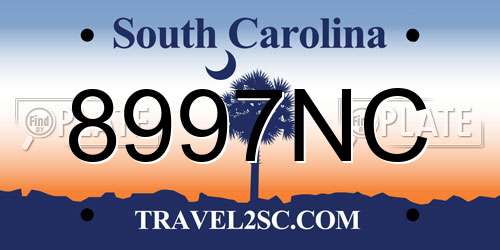 8997NC South Carolina License Plate