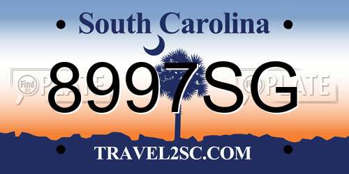 8997SG South Carolina License Plate